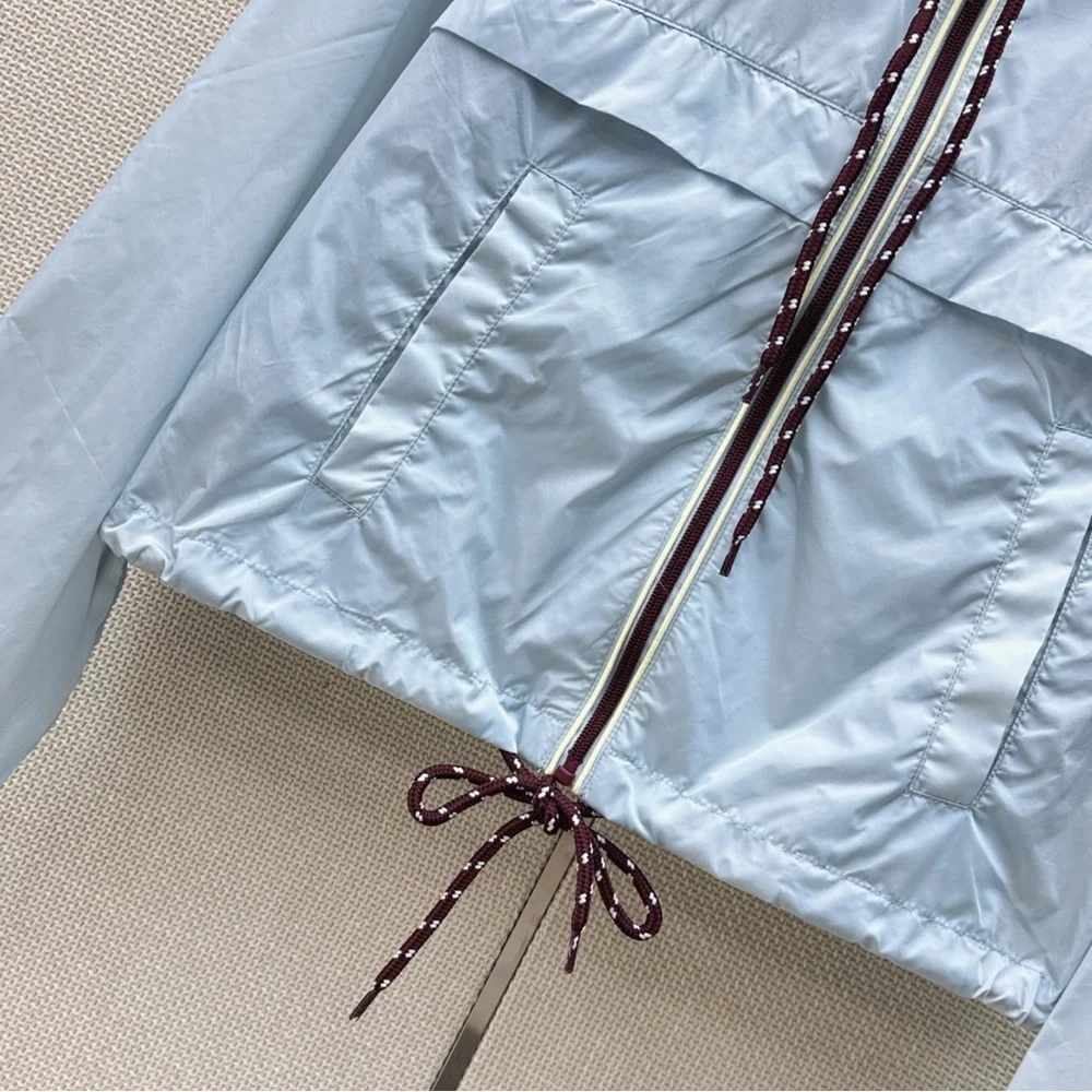 Prada Light Blue Hooded Zipper Sunscreen Coat - Picture 5 of 9